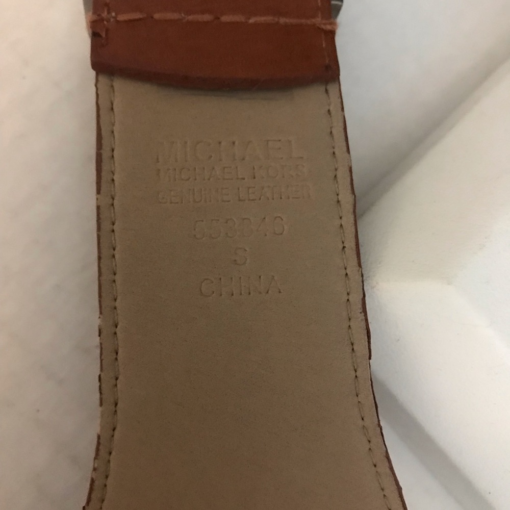 Womens Michael Kors Tan Leather Belt With Silvertone size Small - Picture 4 of 5